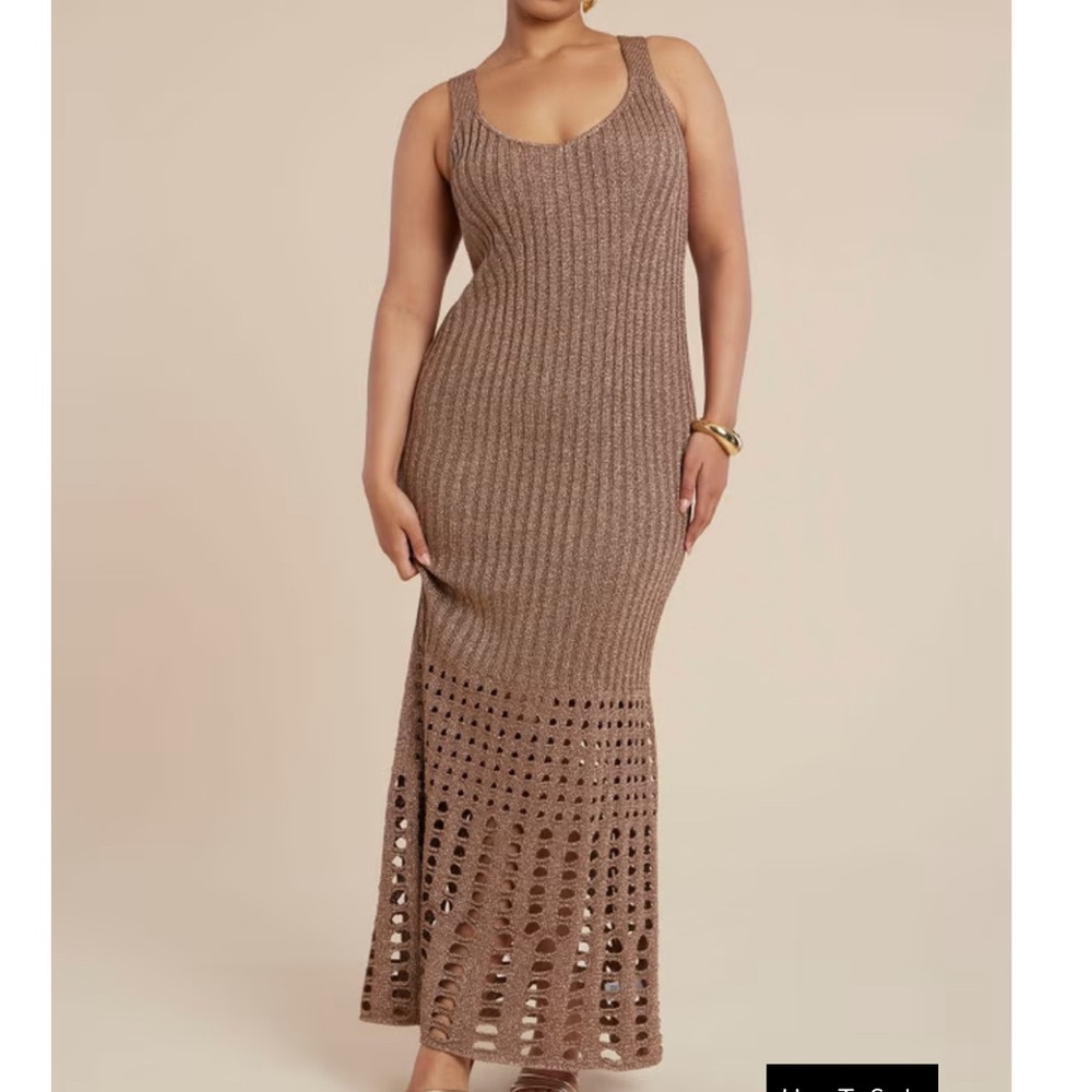 Metallic Brown Knit Maxi Dress